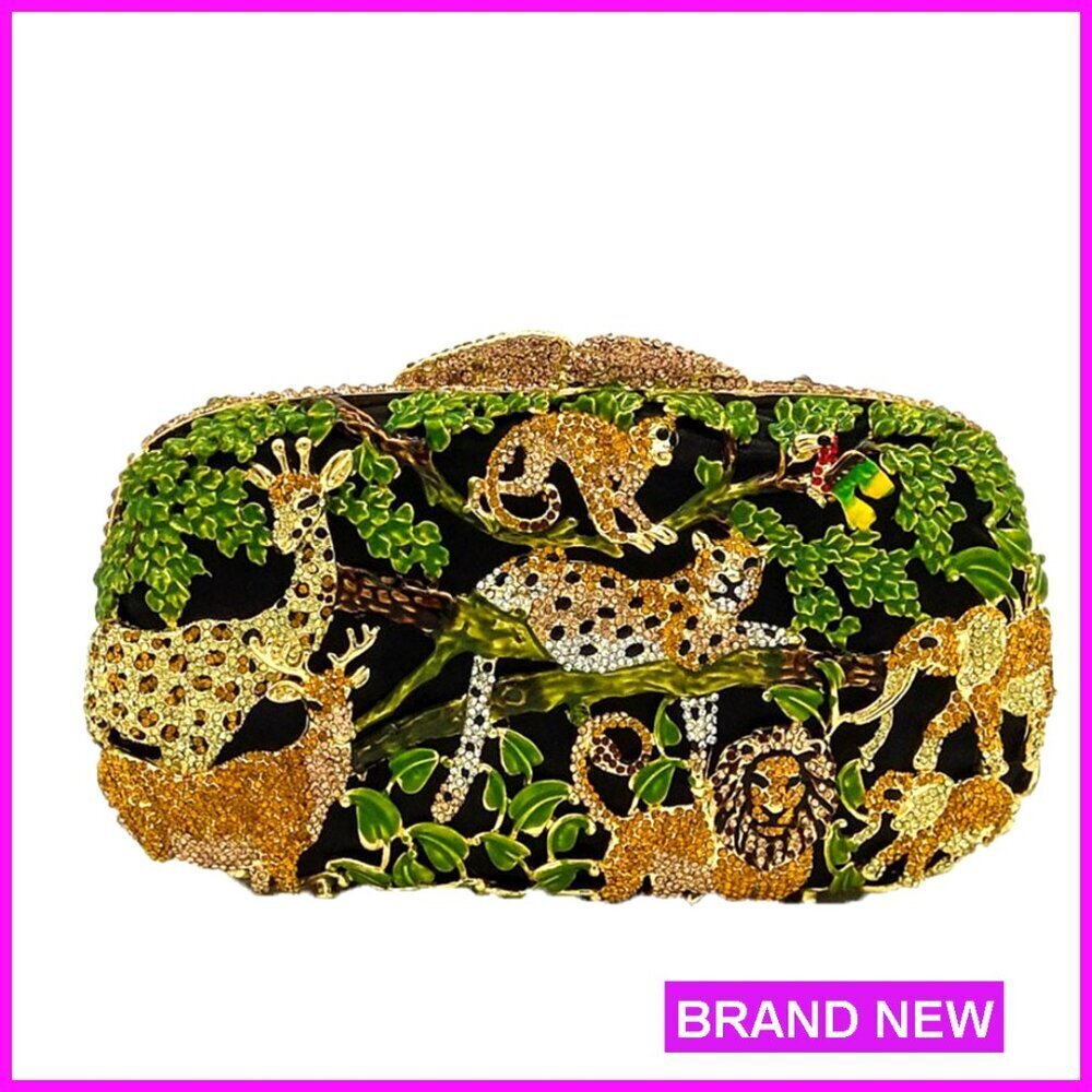 Mini Crystal Rhinestone Evening Clutch with Detachable Straps, Formal